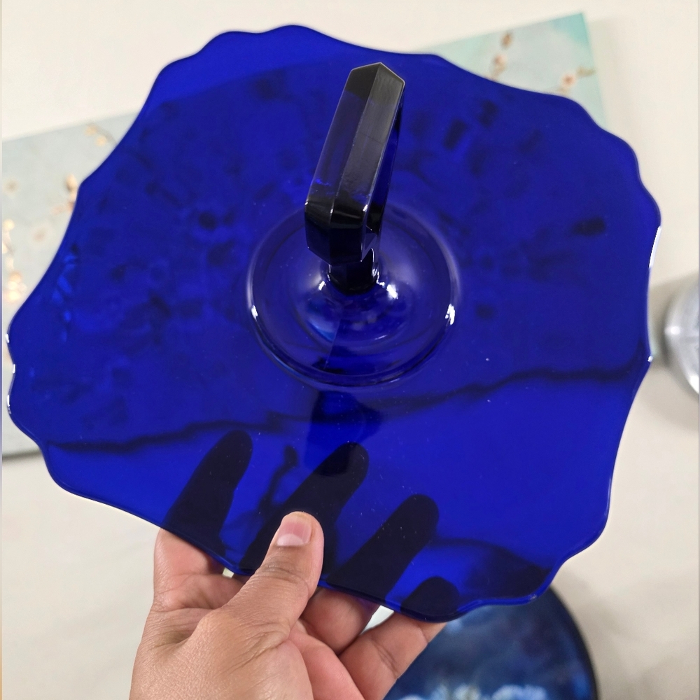 Vintage Cobalt Sandwich or Tidbit Tray